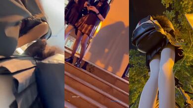 跟随偷窥JK漂亮小姐姐 黑丝白丝两闺蜜一起抄了 白骚丁卡屁屁超诱惑